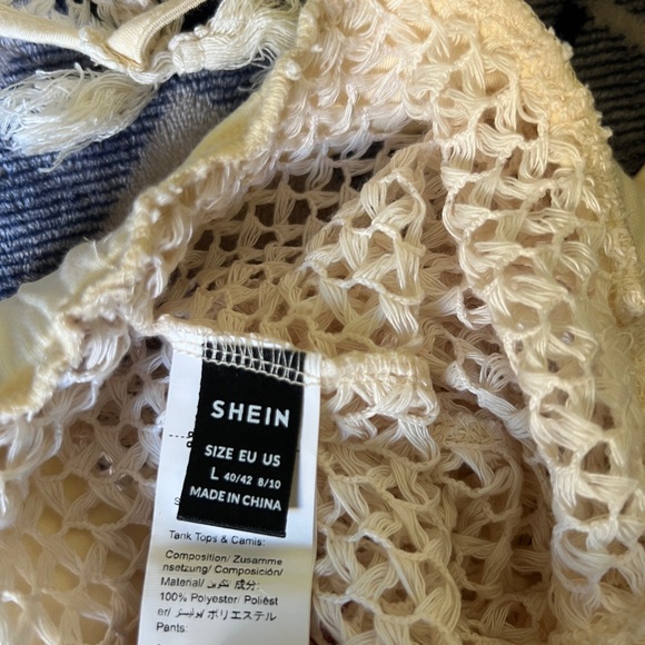 SHEIN Cream Crochet Wide-Leg Pants - Picture 10 of 13